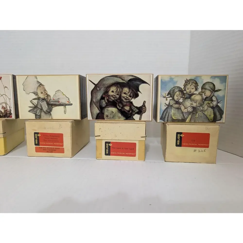 Lot of 5 Vintage Reuge Hummel Music Boxes Swiss Movement Boxed